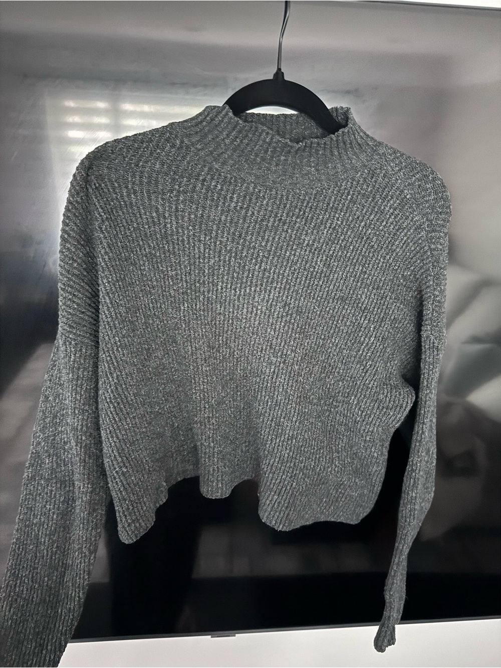 bp Gray Ribbed Cropped Turtleneck Sweater